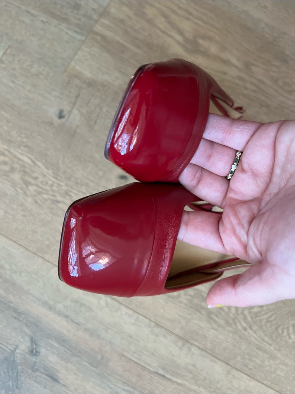 Alohas Red Leather Slingback Square-Toe Leather Lindy pumps - Picture 3 of 7
